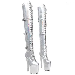 Dance Shoes Fashion Women 20CM/8inches PU Upper Plating Platform Sexy High Heels Thigh Boots Pole 262