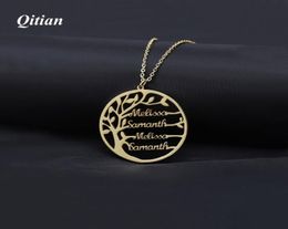 Statement Family Tree Necklace For Women Customized Name Gold Color Stainless Steel Personalized Jewelry Men Christmas Gift T19860888