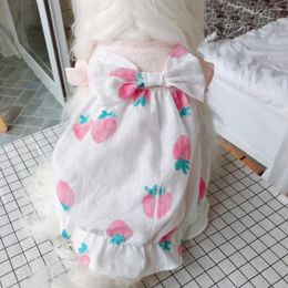 Dog Apparel Pet Cat Clothes Small Sweet Raspberry Pure Style Cotton Skirt Spring Summer Thin Teddy Princess Dress