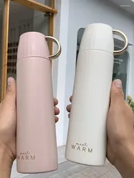 Mugs Korean Style Trendy One Cover Dual-purpose Simple Stainless Steel Insulated Cup Male And Female Student Couple Water