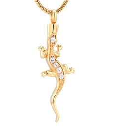 Z10076 gold lizard Cremation Jewelry with ashes lost pet stainless steel commemorative urn Necklace Holder souvenir Pendant8533930