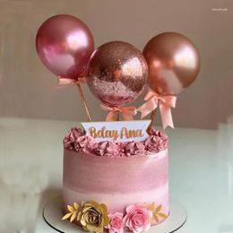 Party Decoration Rose Gold Balloon Cake Topper Happy Birthday Decor Kids Wedding Baby Shower One 1st Dec