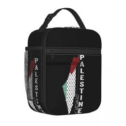 Totes Palestinian map Keffiyeh Thobe insulated lunch bag cooler food container Arab handbag box storage H240504