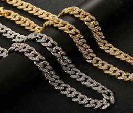 Bling Crystal Punk Stainless Steel Necklace for Men Women Cuban Link Chain Choker Fashion Party Jewelry Golden Necklaces5667664