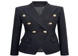 blazer women jacket 2022 Highquality Plus size womens Suits S5XL B Home Lion Button Short Black White Jacquard Jacket3547680