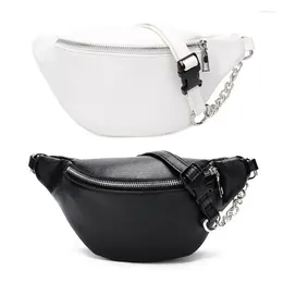 Waist Bags Fashion Leather Fanny Pack Chest Bag Phone Purse With Metal Chain For Women