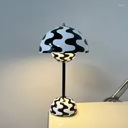 Table Lamps Modern Flowerpot Cordless Lamp Cute Battery Mushroom For Nightstand Dimmable Touch Bedroom