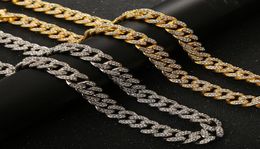 Bling Crystal Punk Stainless Steel Necklace for Men Women Cuban Link Chain Choker Fashion Party Jewelry Golden Necklaces6823958