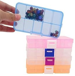 10 Grids Jewellery Storage Box Plastic Clear Display Case Organiser Holder for Beads Ring Earrings Jewelry2521012