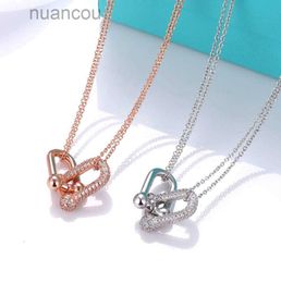 Designer Jewelry T-series Link U-shaped Pendant Necklaces for women silver Gold with Diamonds lady Wedding Engagement Clavicle chain Necklace wholesale