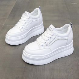 Casual Shoes Spring Autumn White Hidden Wedge Heels Woman 8CM Platform Elevator High-heels Walking Sneakers Women 2024