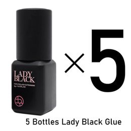 5 Bottles Lady Black Lash Glue Korea Dry Fastest Strongest False Eyelash Extensions Glue 5ml Makeup Tools Professional Adhesive 240426