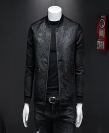 Men039s Jackets Spring Autumn Men Casual Jacket Coat Flower Slim Fit Pattern Bomber 4xl Puff Jacquard Black1475707