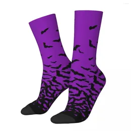 Women Socks Black Bat Print Spooky Halloween Kawaii Stockings Autumn Anti Skid Couple High Quality Custom Skateboard