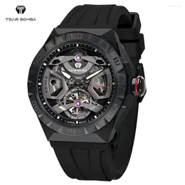 Wristwatches TSAR BOMBA Automatic Mens Watches Luxury Mechanical Wristwatch 10ATM Waterproof Rubber Band Sapphire Clock Watch For Men