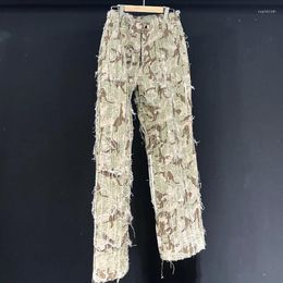 Men's Pants PFNW Camouflage Creativity Tide Outdoor Camping Loose Haute Quality Personality Worn Out Autumn Ins Trousers 21Z2232