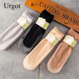 Women Socks Urgot !5pairs 10pcs Velvet Cotton Bottom Female Summer Thin Cool Silk Transparent Women's Meias