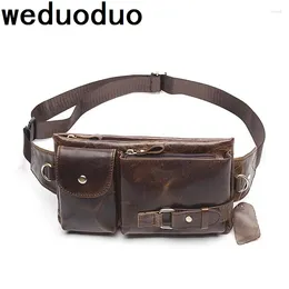 Waist Bags Weduoduo Genuine Leather Men Packs Fanny Pack Belt Bag Phone Pouch Travel Male