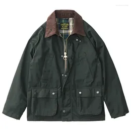 Men's Jackets Workwear Oil Wax Jacket Amekaji Wear Clothes American Retro Corduroy Lapel Safari Coat For Men Spring