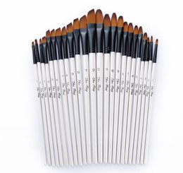 12pcs Nylon Hair Wooden Handle Watercolour Paint Brush Pen Set For Learning Diy Oil Acrylic Painting Art Brushes Supplies Makeup1876824412