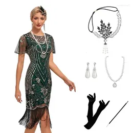 Party Dresses Wepbel Y2K Gatsby Dress Women Short Sleeve 1920S Vintage Sequined Tassel Banquet Ball Dance Beaded Sheath