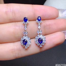 Stud Earrings KJJEAXCMY 925 Sterling Silver Inlaid Natural Sapphire Women's Lovely Fashion Plant Gem Ear Support Detection