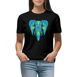 Women's Polos Elephant Mandala Silhouette T-shirt Summer Tops Female Clothing Animal Print Shirt For Girls T Shirts Women Loose Fit