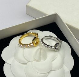 All-match Designer Letter Pearl Adjustable Opening Ring Brass Material Special-Interest Design Wholesale Rings