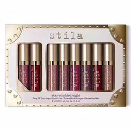 Free shipping DHL! new makeup a Studded Eight Liquid Lipstick Set 8pcs/ box Long Lasting Creamy Shimmer Liquid Lipstick2811552