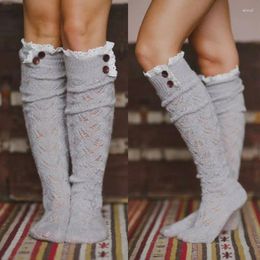 Women Socks Knitted Over Knee Stocking Girls Warm Winter Est High Stockings Buttons Casual Leisure Accessories