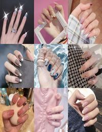 Fashion 24 pcs Set False Nail for Women Girls Tips Blooming Recyclable Fake Nails Accessories Manicure Tools9514273
