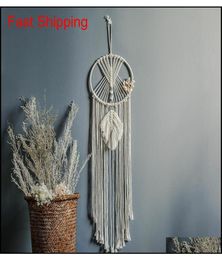 Ins Chic Bohmian Wall Hanging Tapestry Leaves HandWoven Cotton Dreamcatcher Decorative Home Pendant Tapestry Boho Decor Macrame4286092