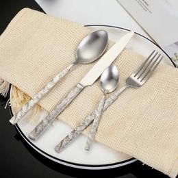 Dinnerware Sets 4pcs Cutlery Set Stainless Steel Steak Knife Fork Coffee Spoon Teaspoon Flatware Dishwasher Safe Kitchen Tablewar