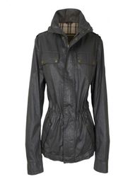 Designer women wax jacket tailored collar 2 slant pocket Loose body slim waist waterproof fabric 1767111