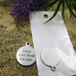 Pendant Necklaces 20pcs--"Life Is Short. Break The Rules."stainless Steel Charms 5 Styles For Choosing DIY Necklace Bracelets