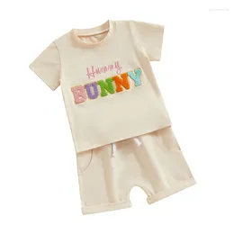 Clothing Sets Easter Baby Boy Girl Outfit Hunny Embrodiery Short Sleeve T-Shirt And Shorts Set Cute Toddler Clothes
