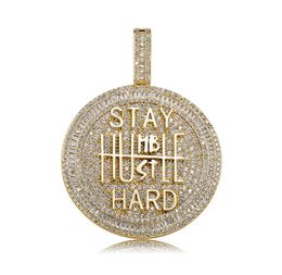 Iced Out Round Shape Diamond Pendant Necklace Letter Saty Hard Gold Silver Plated Mens Bling Hip Hop Jewelry4149286