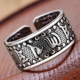 Wedding Rings Buddhism Religious Tibetan Mantra Man Resizable Ring With Om Mani Padme Hum Wicca Magic For Men Women Birthday Gift