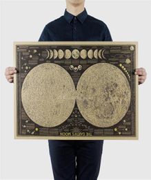 Moon Eclipse Process Wall Sticker Retro Paper Earth Moon World Map Poster Wall Chart Home Decoration1615649