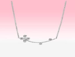 New Crystal Smiling clover Necklace Women Girls Lucky Jewelry for P 925 Sterling Silver flower Pendant Chain Necklaces with BOX5251009
