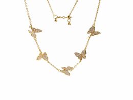 2021 Fashion Exquisite Diamond Four Leaf Clover Butterfly Pendant Crystals Clavicle Chain Necklace 18K Gold for Van WomenGirls We2920725