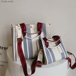 Shoulder Bags Women's Tote Bag Fashionable Canvas Stripe Handbag With Simplified Design Multiple Color Matching Crossbody