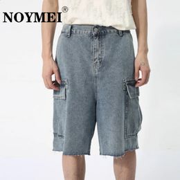 NOYMEI Cargo Pants Personalised Summer Mens Denim Shorts American Style Large Pockets Washed Fashion Solid Colour WA4399 240429