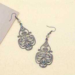 Dangle Earrings Korean Fashion Vintage Hollowed Carve Zinc Alloy For Women Aesthetic Trending Products Vacation Style Girls Jewelry