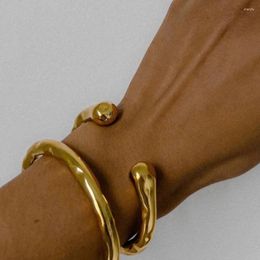 Bangle Heavy Titanium Steel Asymmetry Sensuous Contours Hammer Grain Open Bracelets Bangles Waterdrop Jewelry For Women Chunky Charm