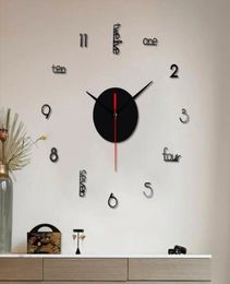 Wall Clocks 80CM DIY Quartz Acrylic 3D Big Decorative Mirror Stickers Oversize Clock Reloj De Pared1385952