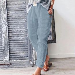 Women's Pants Spring And Summer Solid Colour Cotton Linen Loose Casual Wide Leg Simple Versatile Nine Minute