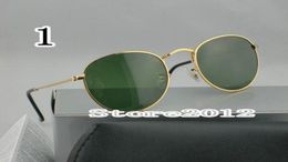 sell Round Metal Mens Womens Sunglasses Eyewear Sun Glasses Designer Brand Gold Green 50mm Glass Lenses Excellent Quality with8438120