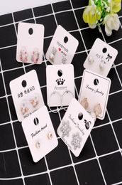 100pcslot 4x4cm White Colour Paper Different Design Colourful EarringsEar Stud Card Jewellery Display Hang Tag Label Printing8991051