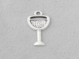 Whole Antique Silver Plated Alloy Tableware Charms Wine Glass DIY Jewelry Charms Whole 1021mm 100pcs AAC13228246005